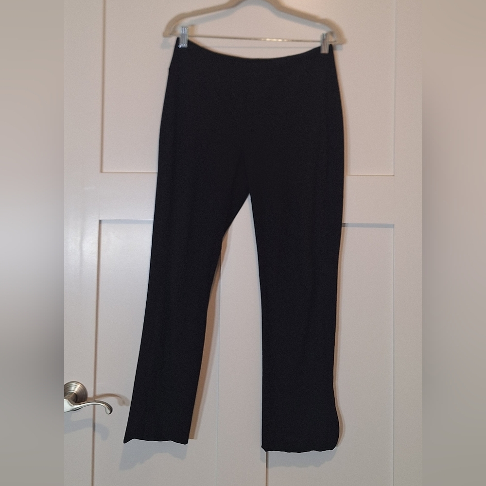 Eileen Fisher CA 34460 Pull On Pants Black Stretch Crop Small Ankle Slits
